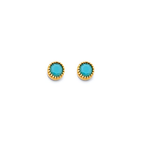 14KY Round Turquoise Push Back Earrings