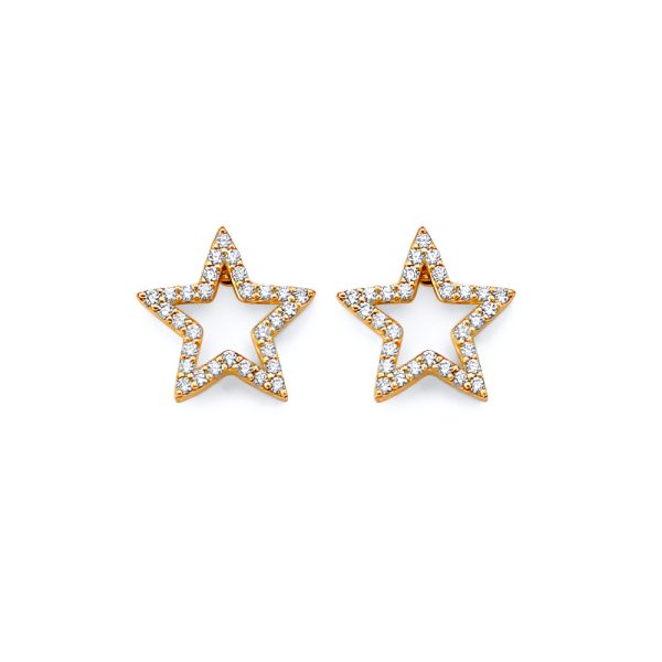 14KY CZ Star Push Back Earrings