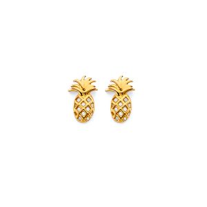14KY CZ Pineapple Push Back Earrings