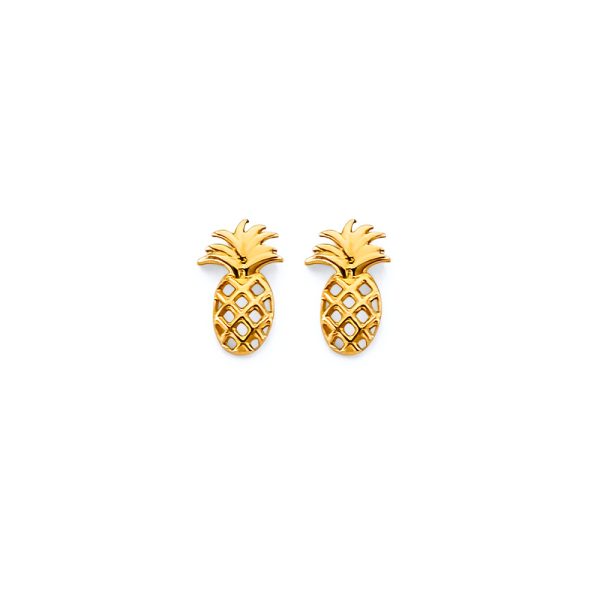 14KY CZ Pineapple Push Back Earrings