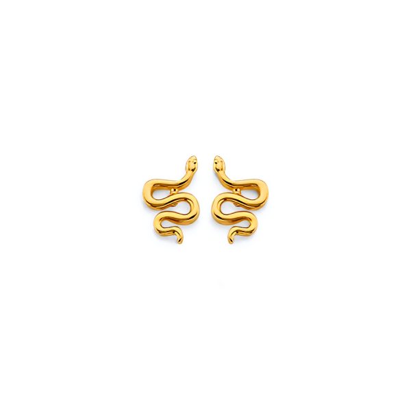 14KY CZ Snake Push Back Earrings