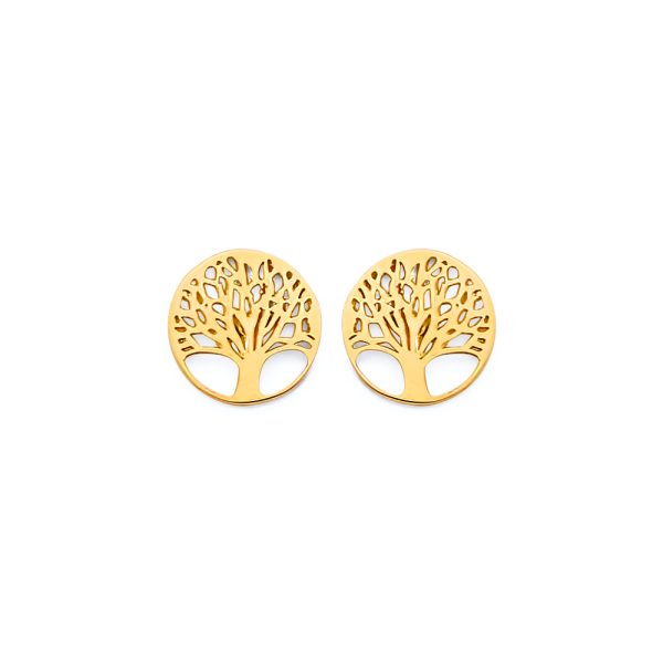 14KY Tree of Life Push Back Earrings