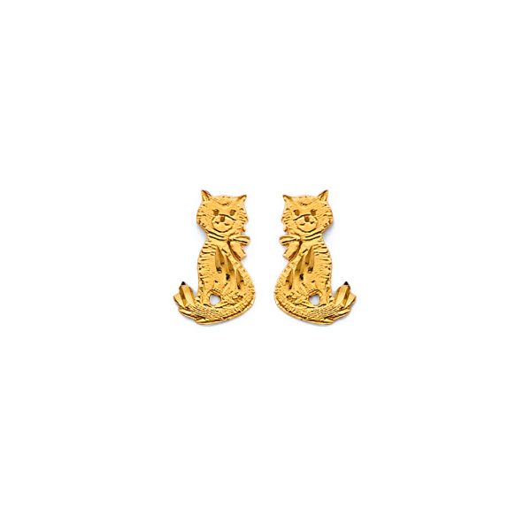 14KY Cat Push Back Earrings