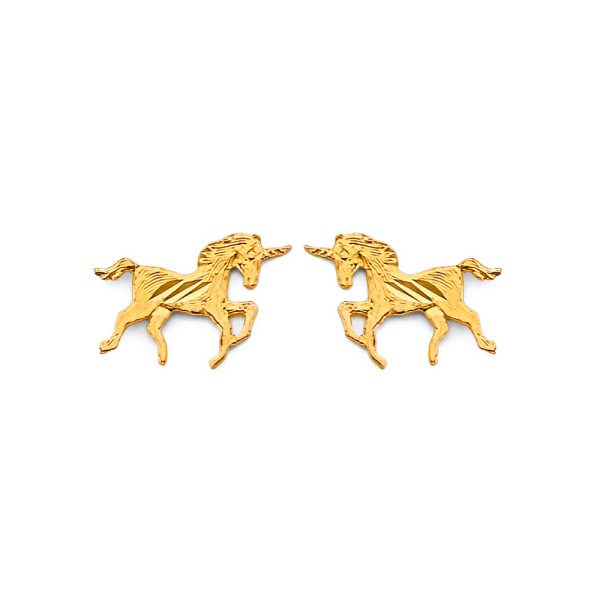 14KY Horse Push Back Earrings