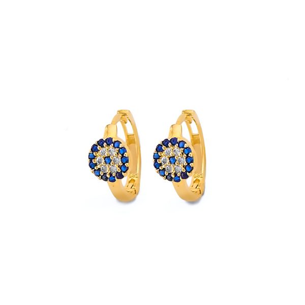 14KY CZ Evil Eye Huggies Earrings