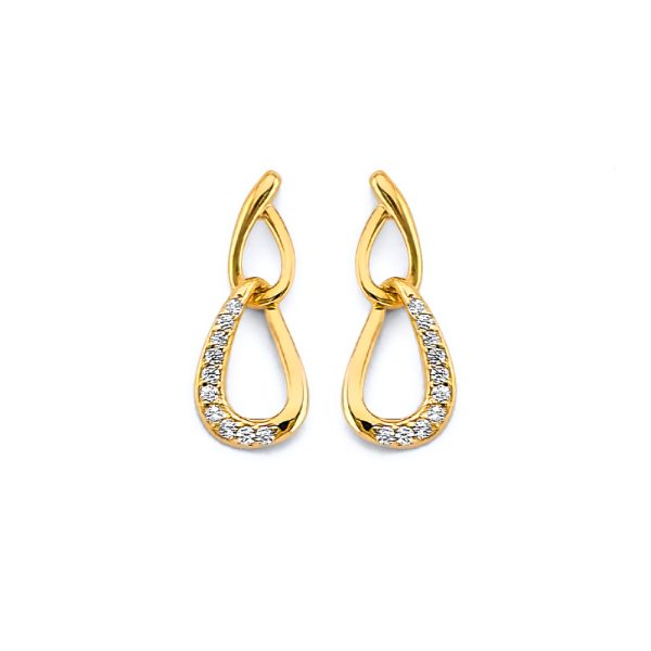 14KY CZ Push Back Earrings