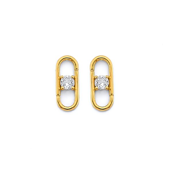 14KY CZ Push Back Earrings