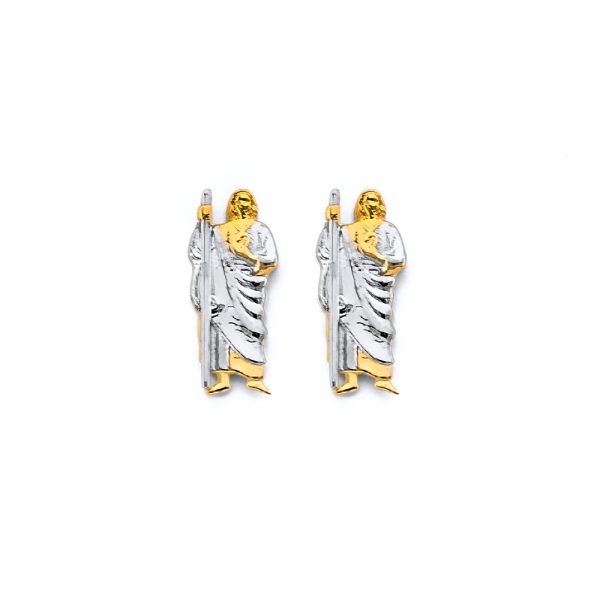 14K 2T St. Jude Push Back Earrings