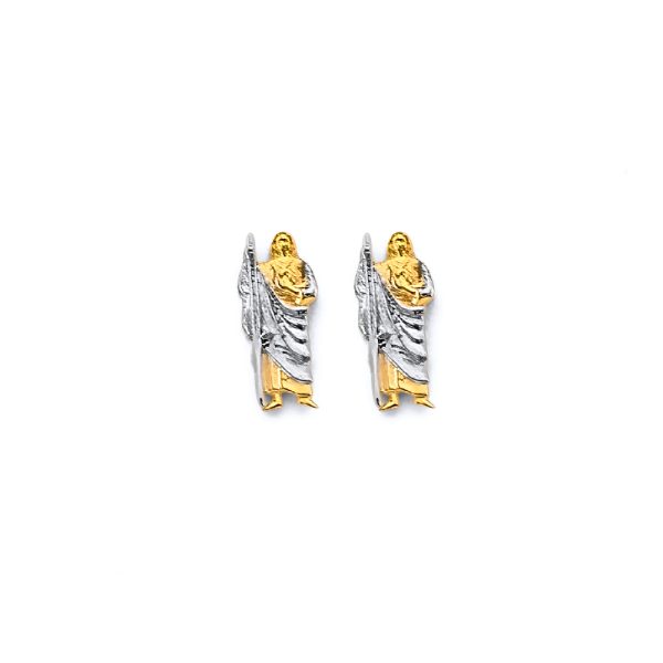 14K 2T Small St. Jude Push Back Earrings