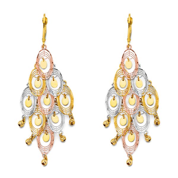 14K 3C DC Chandelier Hanging Earrings