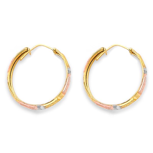 14K 3C DC Greek Design Hoop Earrings