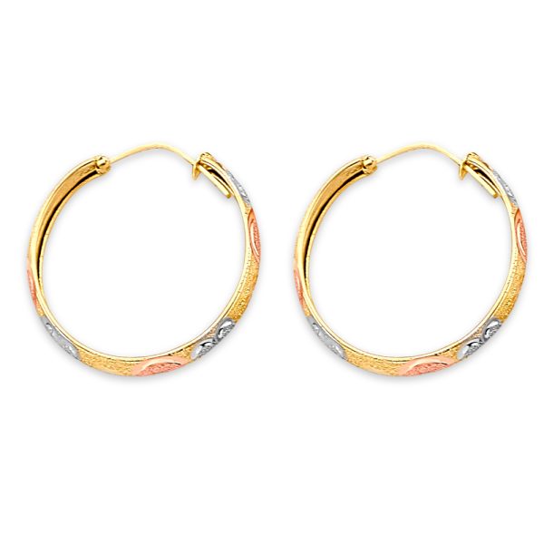 14K 3C DC Heart Hoop Earrings