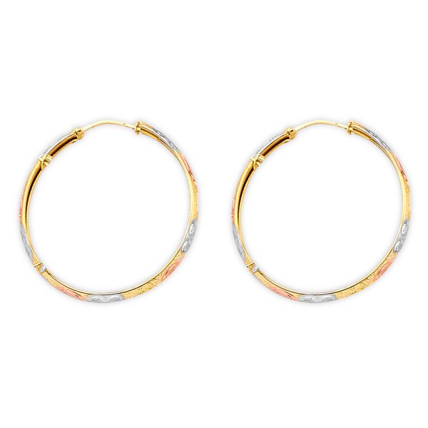 14K 3C DC Heart Hoop Earrings