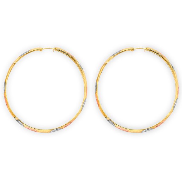 14K 3C DC Heart Hoop Earrings