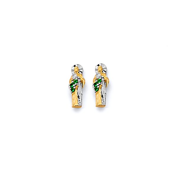 14K 2T Small St. Jude Push Back Earrings