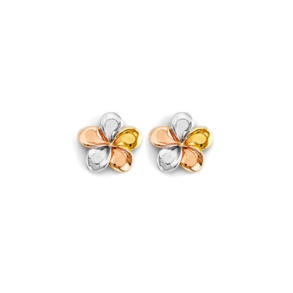 14K 3C Flower Push Back Earrings