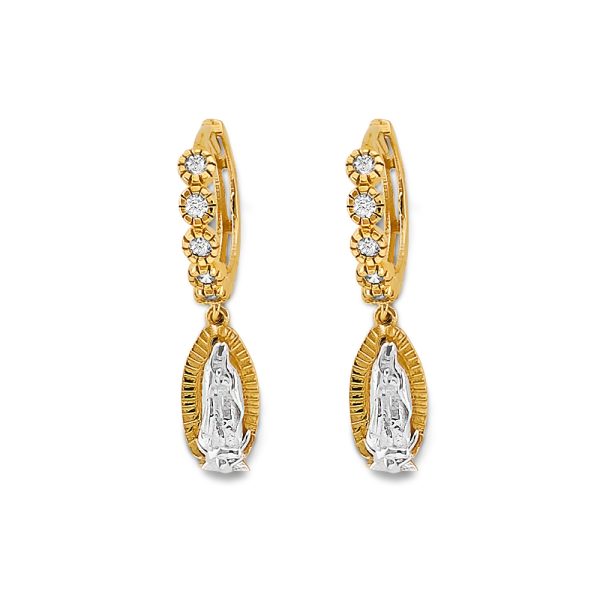 14K 2T CZ Guadalupe Huggies Earrings