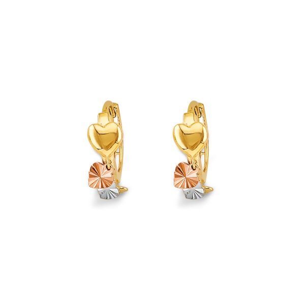 14K 3C Heart Huggies Earrings