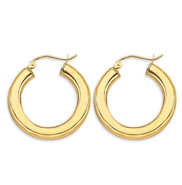 14KY 3.8mm Polish Round Tube Hoop Earrings