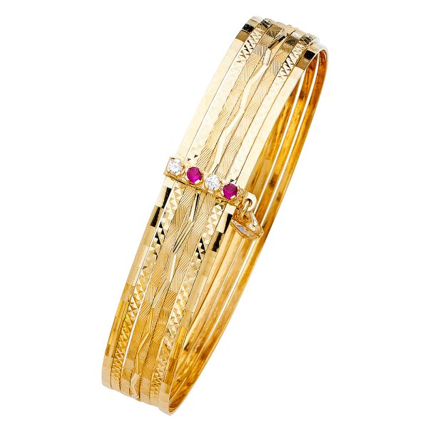 14KY 7Days Solid Bangle with CZ