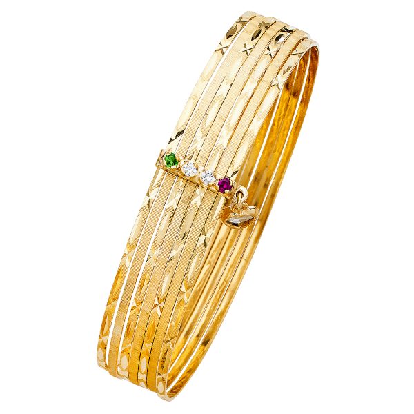 14KY 7Days Solid Bangle with CZ