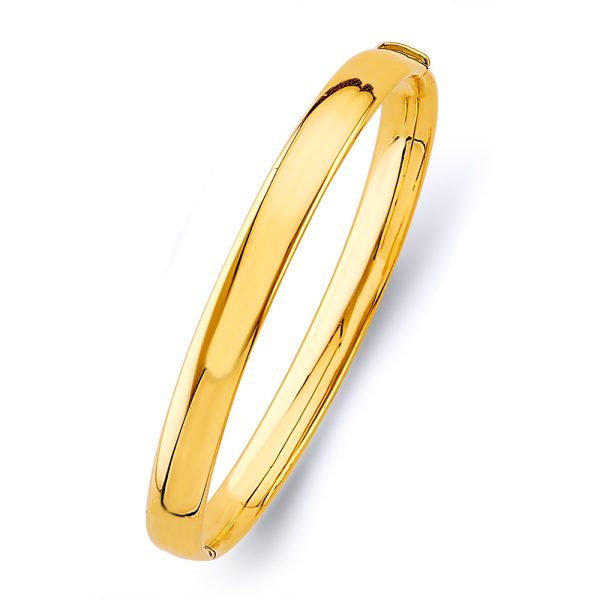 14KY 7mm Plain Hollow Oval Bangle