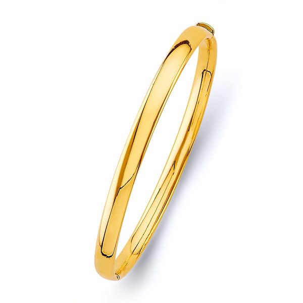 14KY 5mm Plain Hollow Oval Bangle