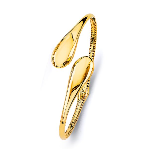 14KY Fancy Tear Drop Shape Oval Bangle