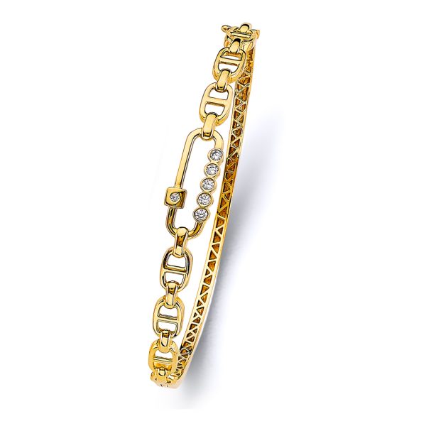 14KY CZ Oval Bangle