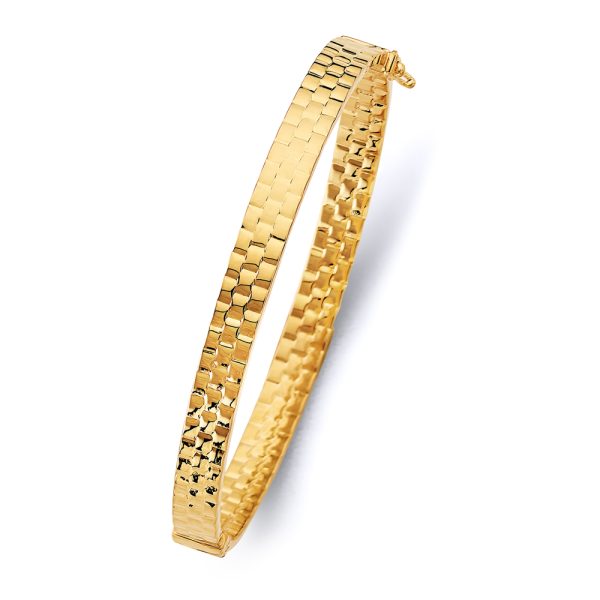 14KY Square Hollow Oval Bangle