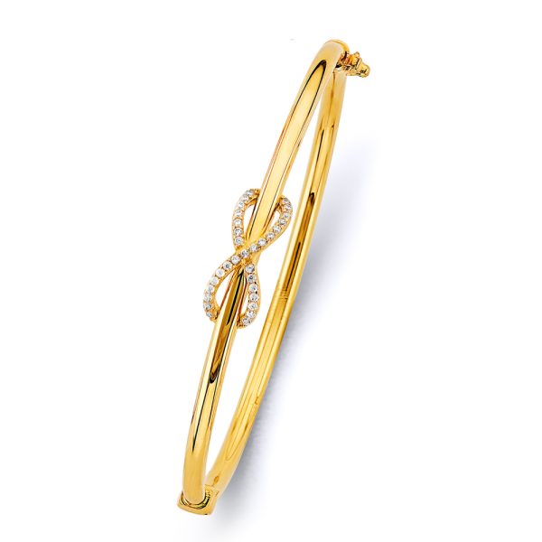 14KY CZ Hollow Oval Bangle