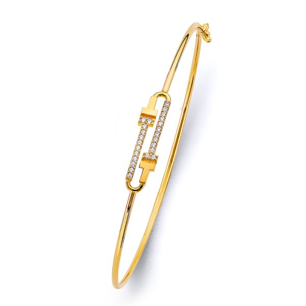 14KY CZ Light Flexible Bangle
