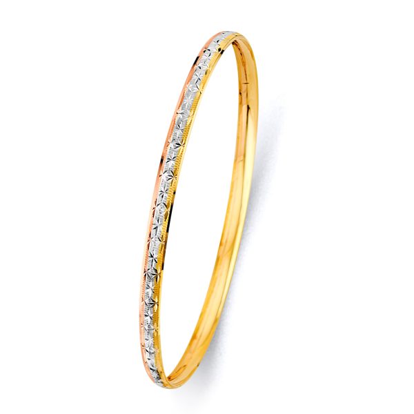 14K 3C 3.7mm Concave Half Dome Solid Bangle