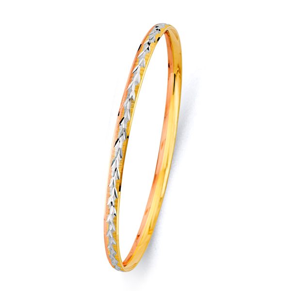 14K 3C 3.7mm Concave Half Dome Solid Bangle