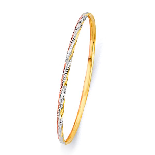 14K 3C 3.0mm Concave Half Dome Solid Bangle