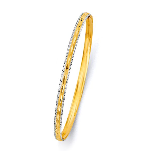 14K 2T 3.7mm Concave Half Dome Solid Bangle