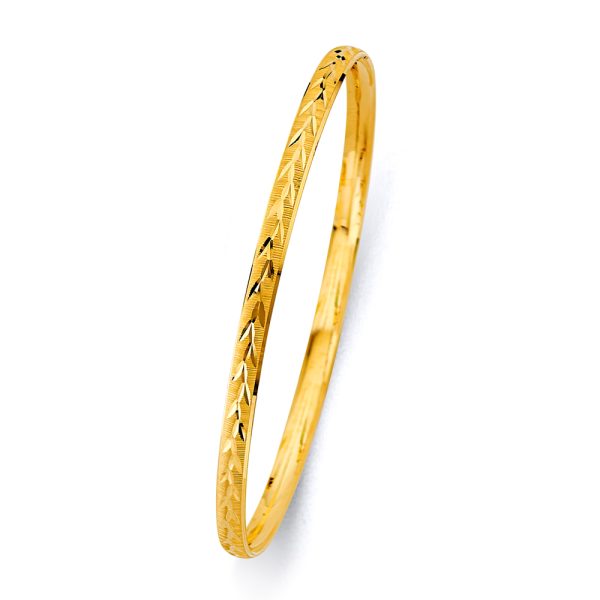 14KY 3.7mm Concave Half Dome Solid Bangle