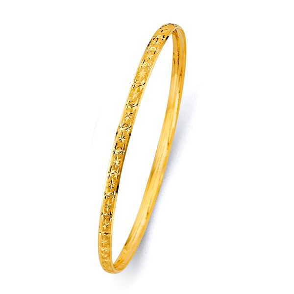 14KY 3.7mm Concave Half Dome Solid Bangle