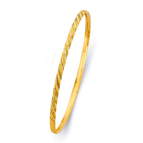 14KY 3mm Concave Half Dome Solid Bangle