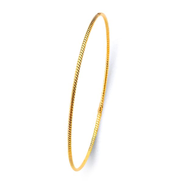 14KY 1.5mm Light Braided Bangle