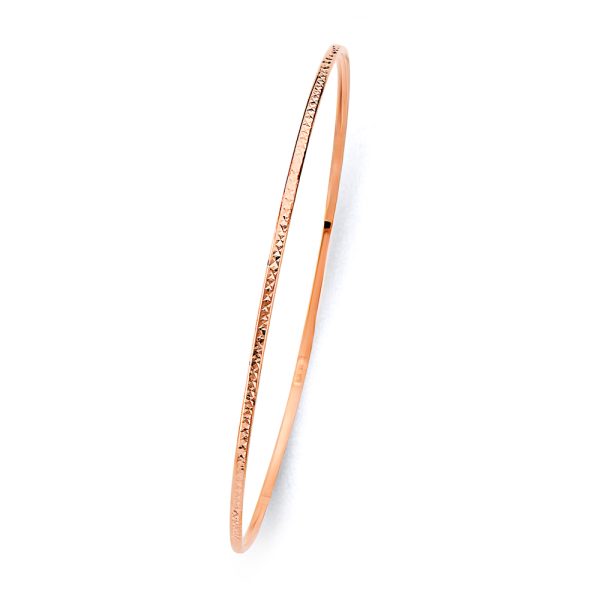 14K Pink 1.5mm Light DC Bangle