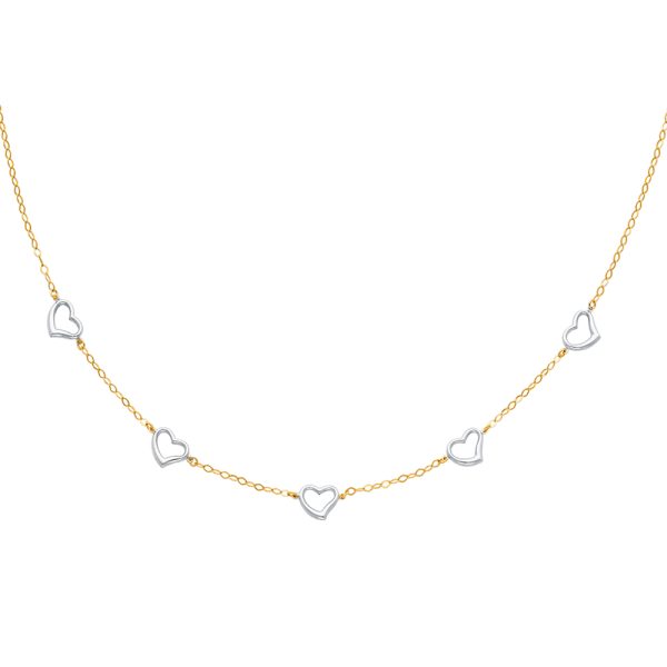 14K 2T Oval Link Light Necklace with Heart