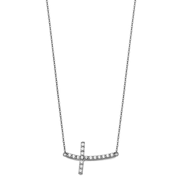 14KW Side Cross Pendant Necklace