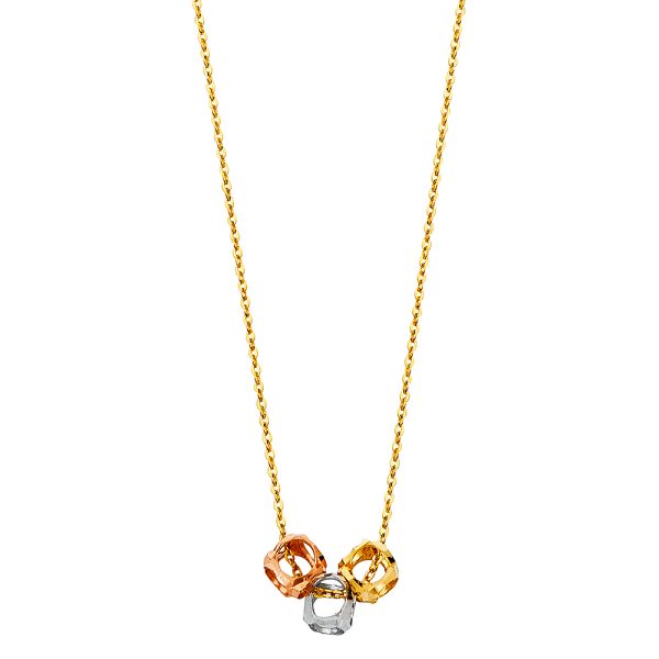 14K 3C Perforated Ball Necklace