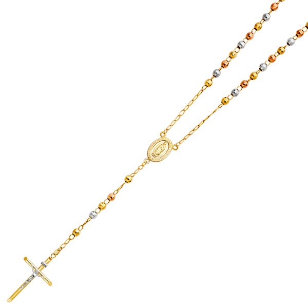 14K 3C 5mm Disco Ball Rosa Necklace Chain - 26"