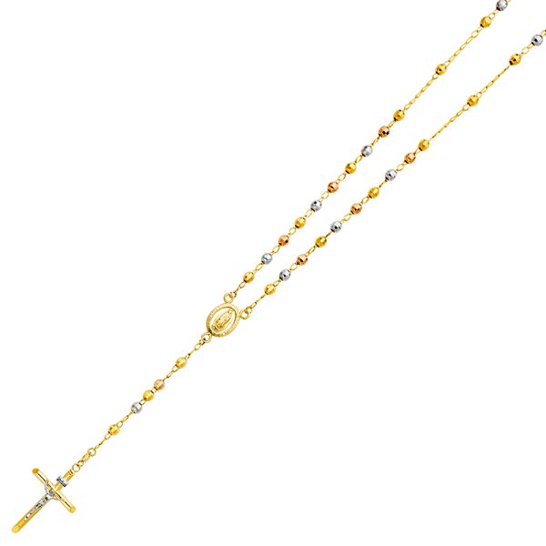 14K 3C 4mm Disco Ball Rosa Necklace Chain - 26"