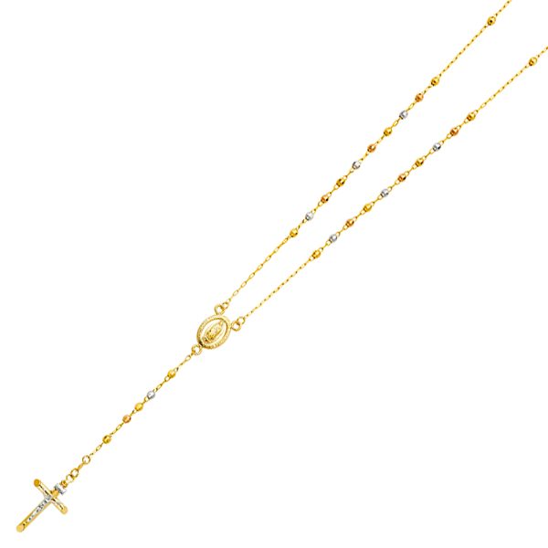 14K 3C 3mm Disco Ball Rosa Necklace Chain - 26"