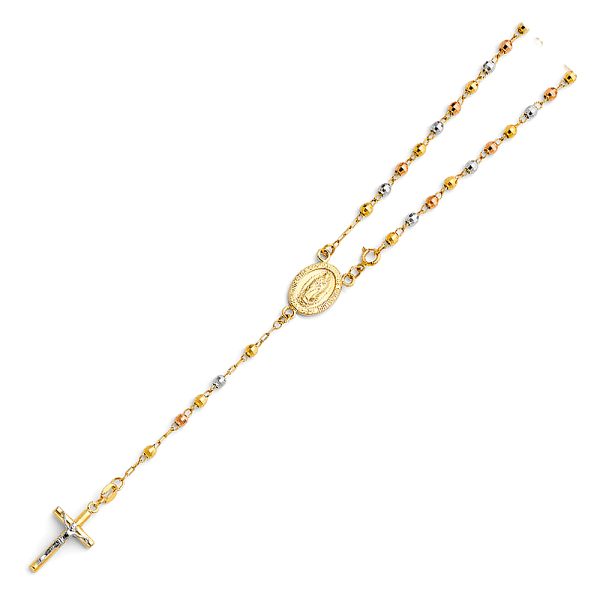 14K 3C 3mm Disco Ball Rosa Necklace Chain - 18"