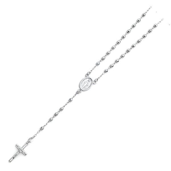 14KW 3mm Disco Ball Rosa Necklace Chain - 18"