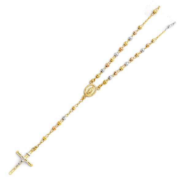 14K 3C 4mm Moon Ball Rosa Necklace Chain - 20"